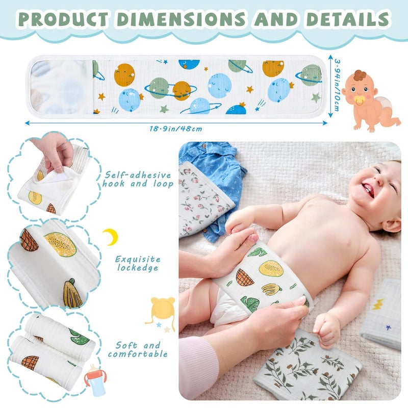 Vabean 8 Pcs Baby Infant Umbilical Cord Comfort Adjustable Cotton Belly Band for Protection, Baby Gifts for 0 To12 Months (Lovely) - Image 2